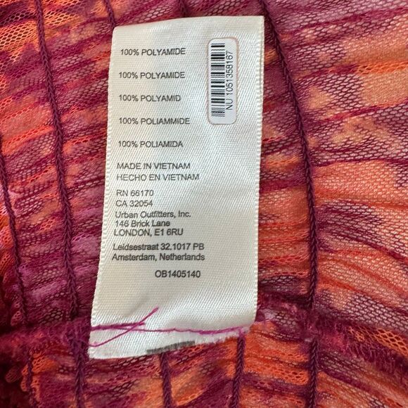 Free People Hello There sheer ruched mock-neck top red orange mesh | medium - Picture 11 of 13